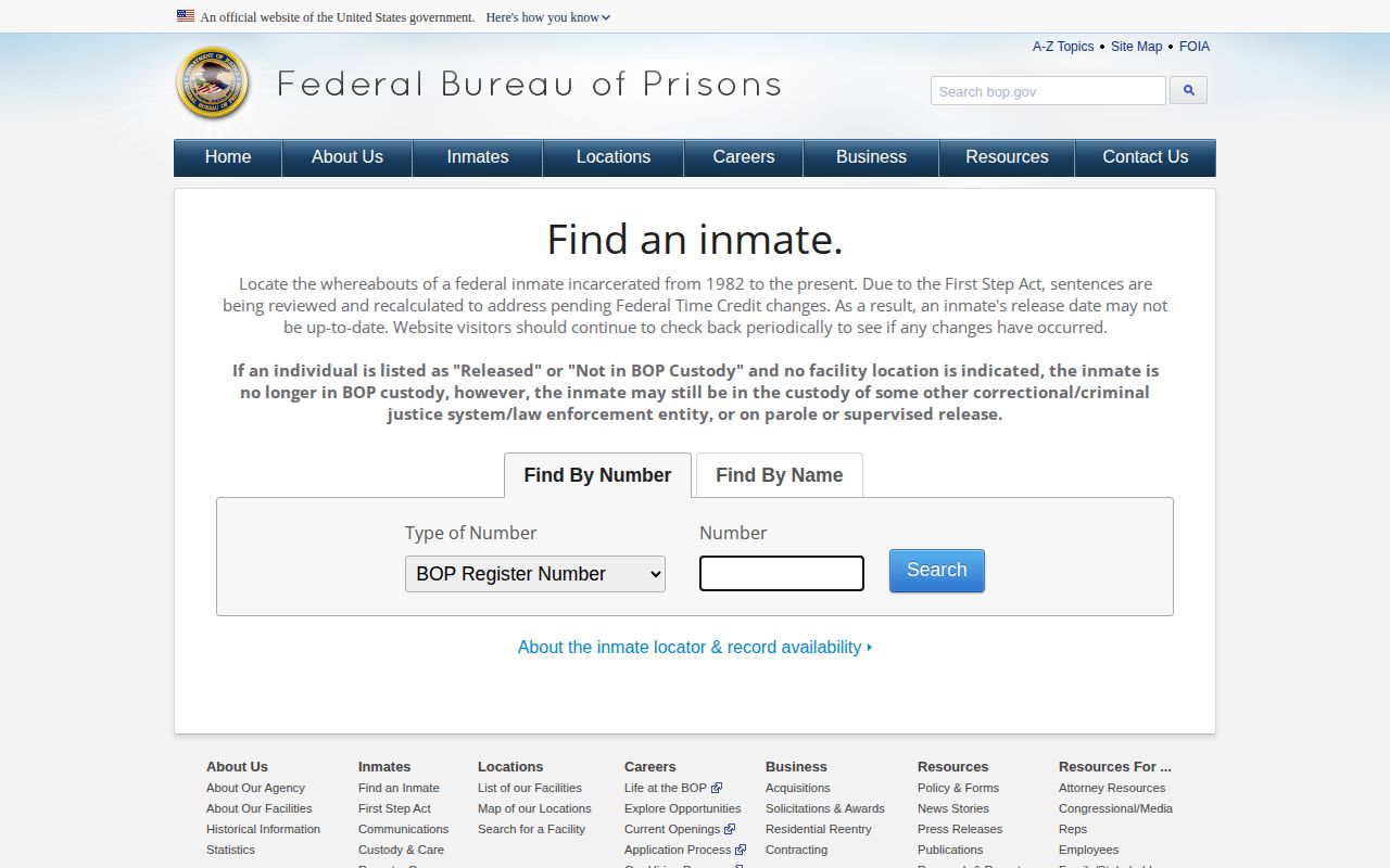 Federal BOP release locator for a Hawaii inmate