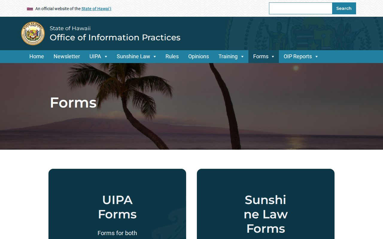 Hawaii release record UIPA request forms